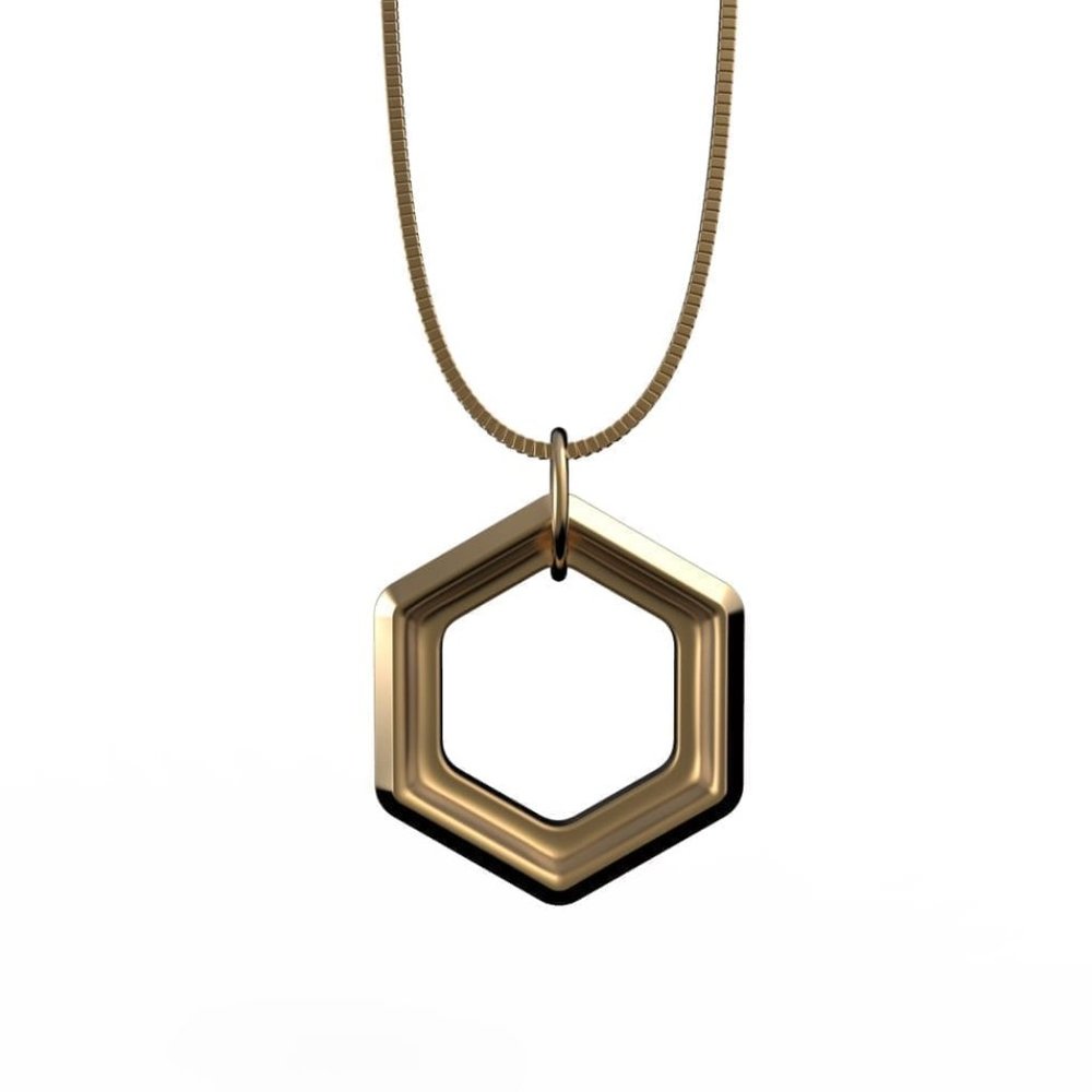 Positive Vibes Necklace - Gold Metal - NEW - Positive Molecules are Hexagon